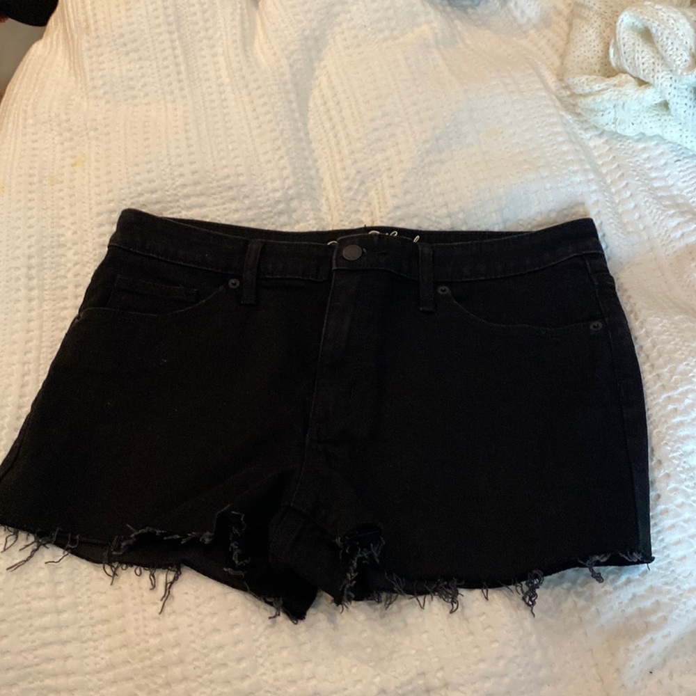 High rise black jean shorts